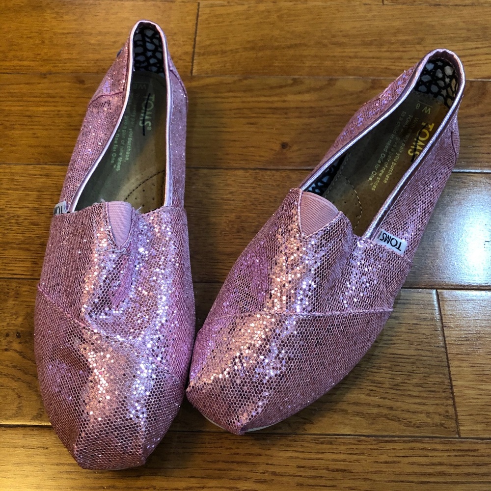 New! Pink Sparkly TOMS - Sizes 6.5,7,8, & 8.5
